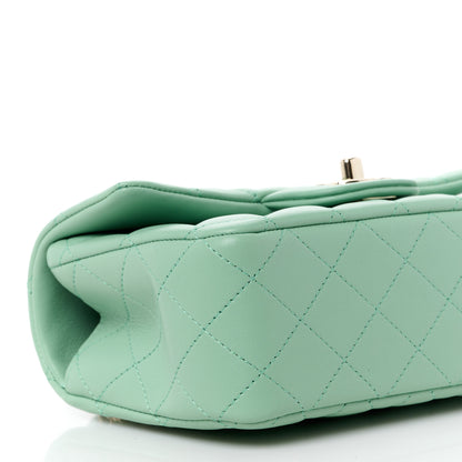 Chanel Lambskin Quilted Mini Top Handle Rectangular Flap Light Green 10 of 13