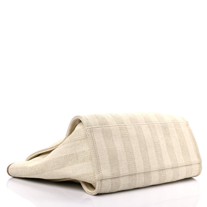 Chanel Straw Raffia Calfskin Striped Large Deauville Tote Beige 4 of 15