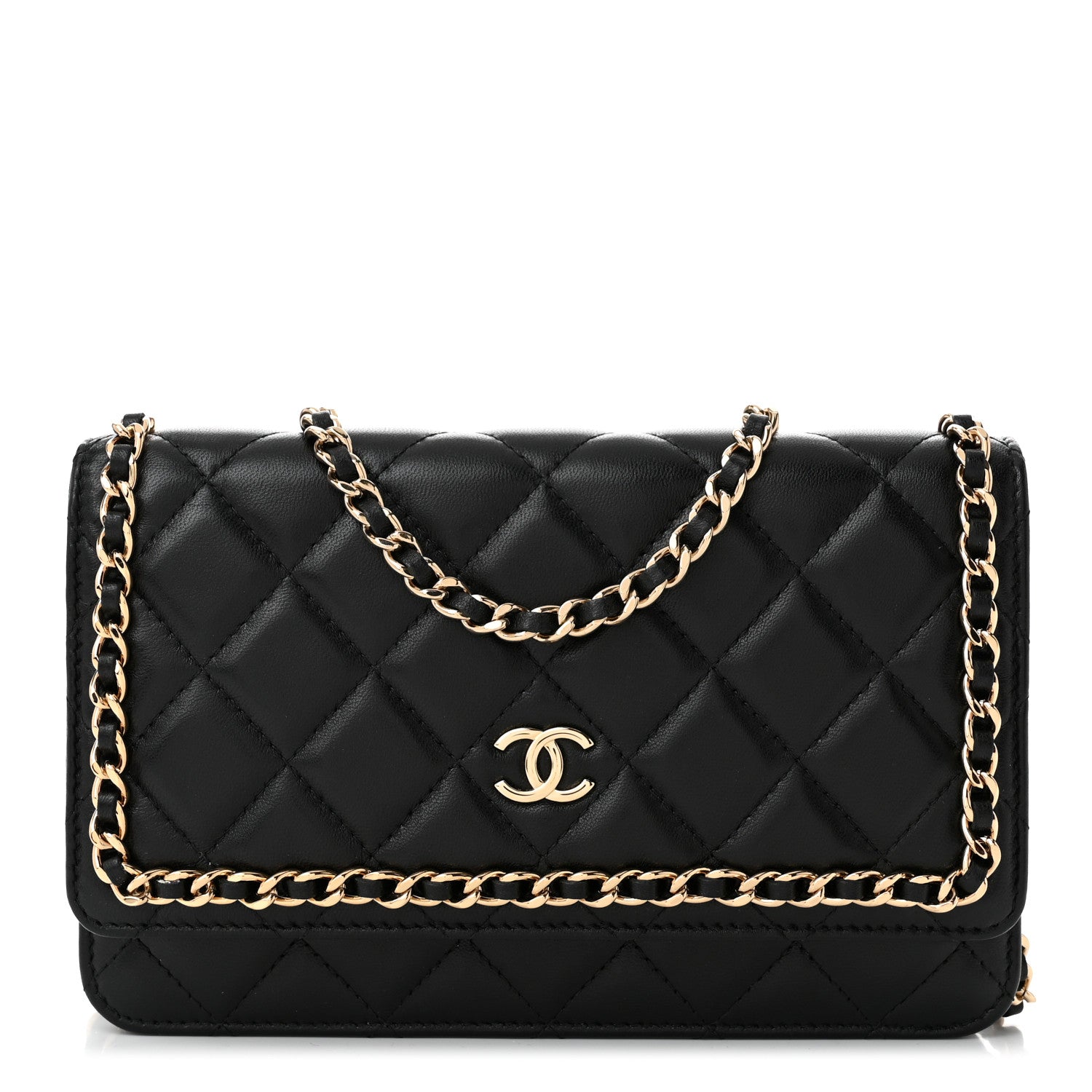 Chanel Lambskin Quilted Chain Around Wallet On Chain WOC Black 1 of 13