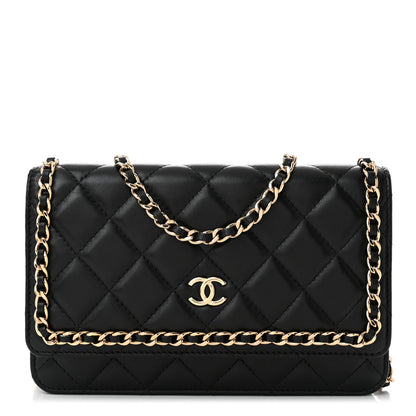 Chanel Lambskin Quilted Chain Around Wallet On Chain WOC Black 1 of 13