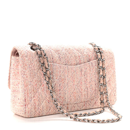 Chanel Tweed Quilted Medium Double Flap Pink Multicolor 3 of 14