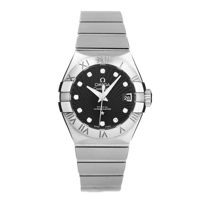 Omega Stainless Steel Diamond 27mm Constellation Co-Axial Automatic Watch Black 123.10.27.20.51.001 1 of 5