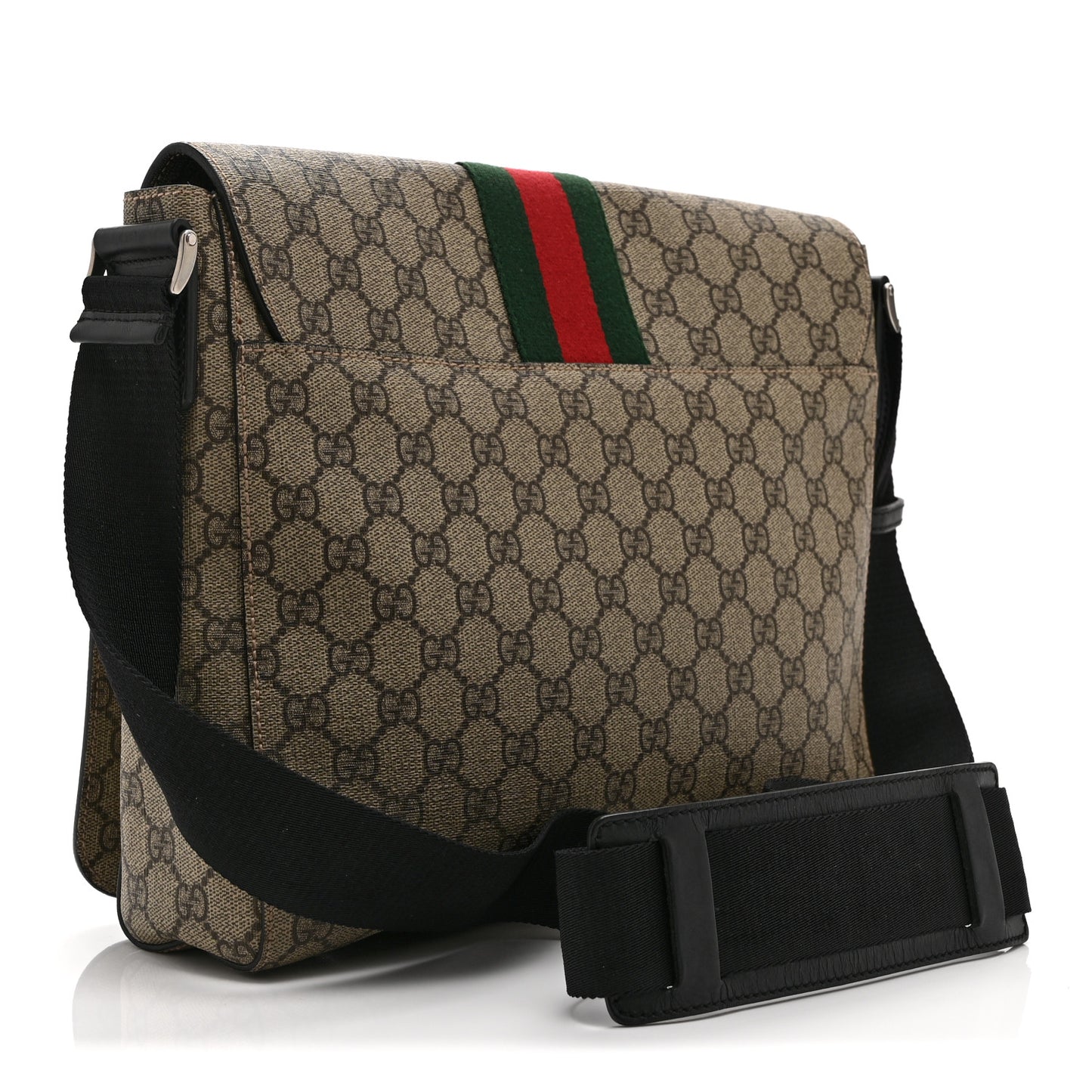 GG Supreme Monogram Web Flap Messenger Bag Black