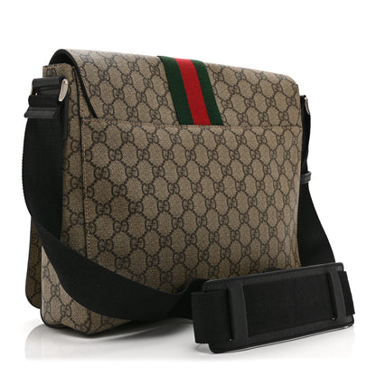 Gucci GG Supreme Monogram Web Flap Messenger Bag Black 3 of 11