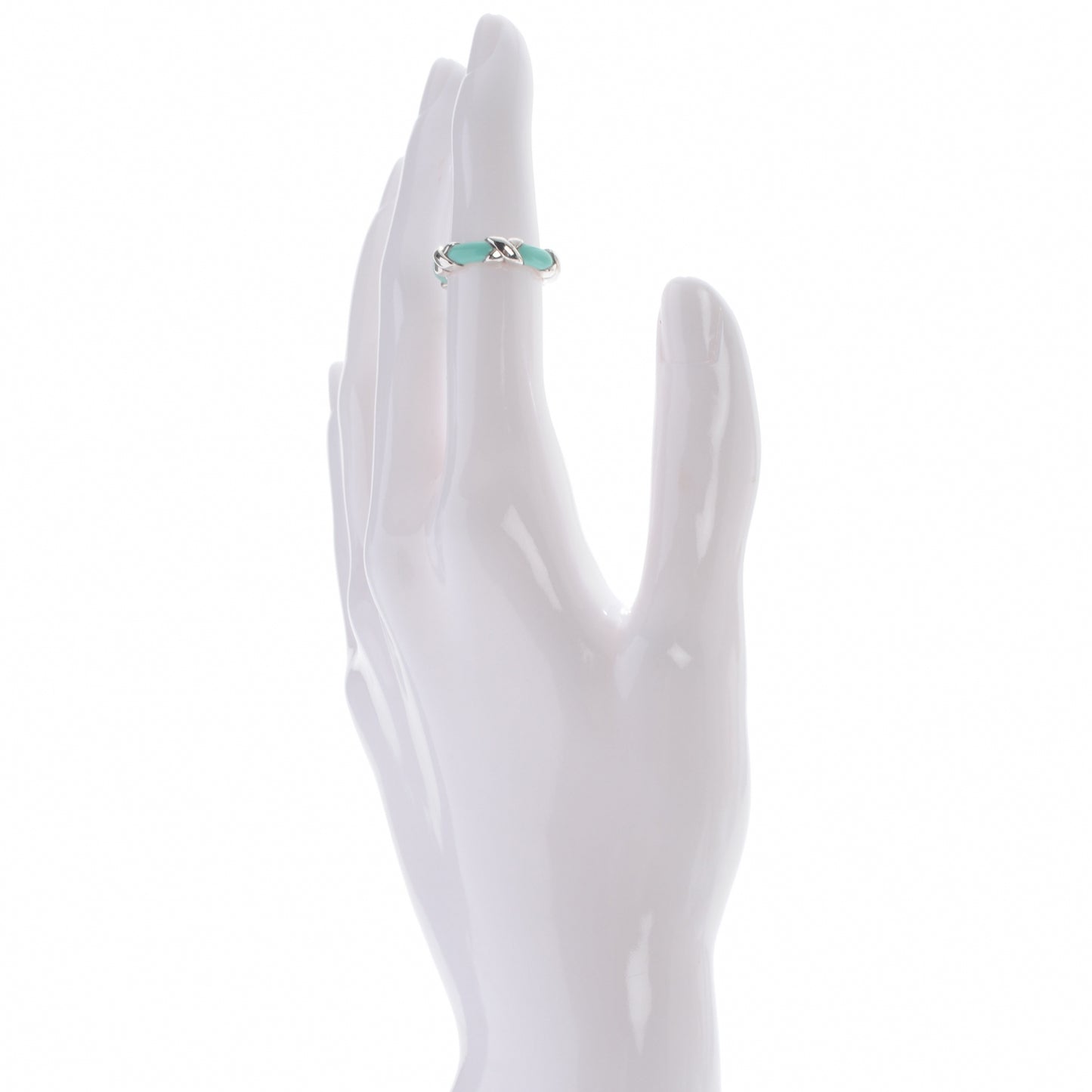 Sterling Silver Enamel Signature X Ring 4.5