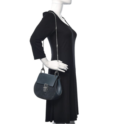 Chloe Suede Smooth Calfskin Mini Drew Shoulder Bag Cloudy Blue 2 of 11