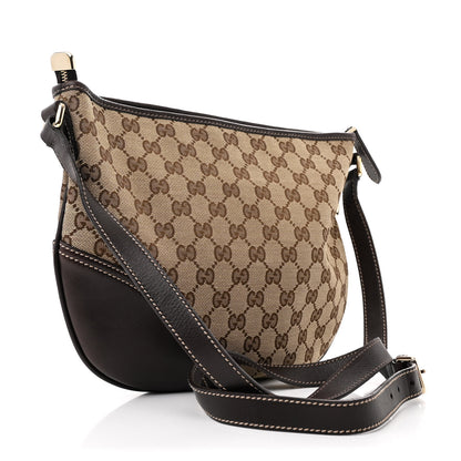 Gucci Monogram Medium New Britt Half Moon Hobo Dark Brown 3 of 12