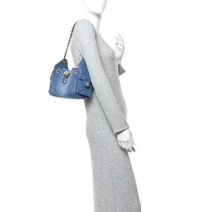 Chanel Washed Denim Quilted Mini Chanel 25 Handbag Blue 2 of 11