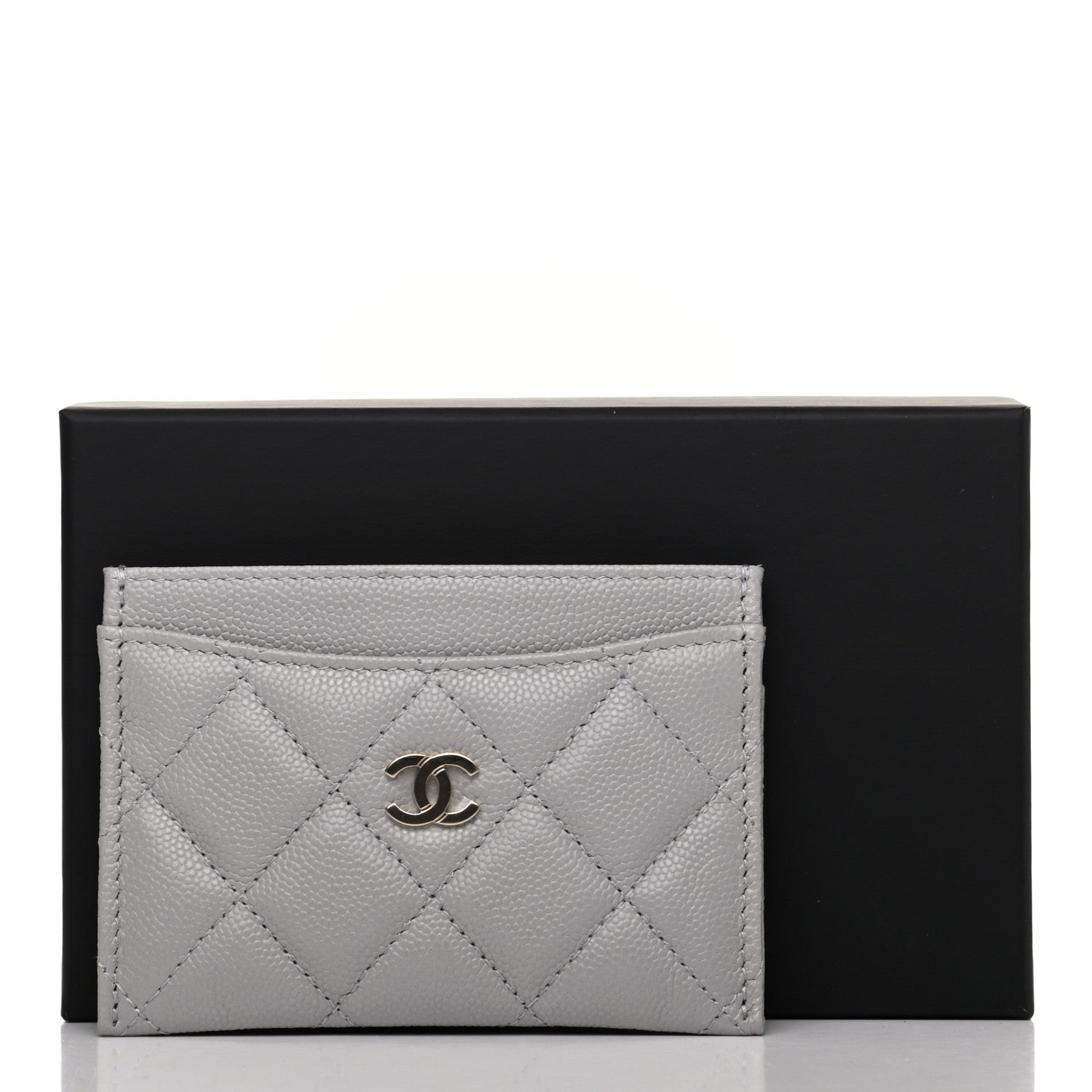Chanel Caviar Quilted Card Holder Grey 9 of 9