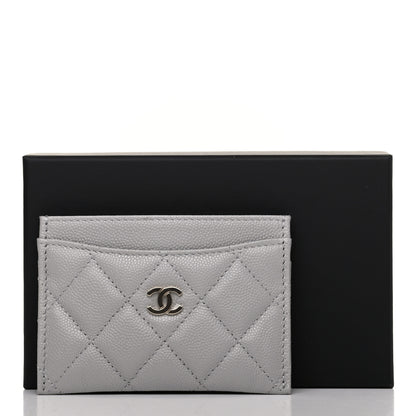 Chanel Caviar Quilted Card Holder Grey 9 of 9