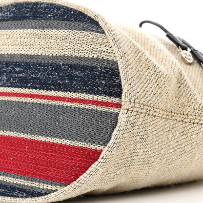 Chanel Striped Canvas Deauville Drawstring Bag Beige 10 of 11
