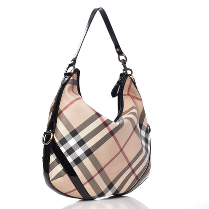 Burberry Supernova Check Buckle Hobo Black 3 of 7