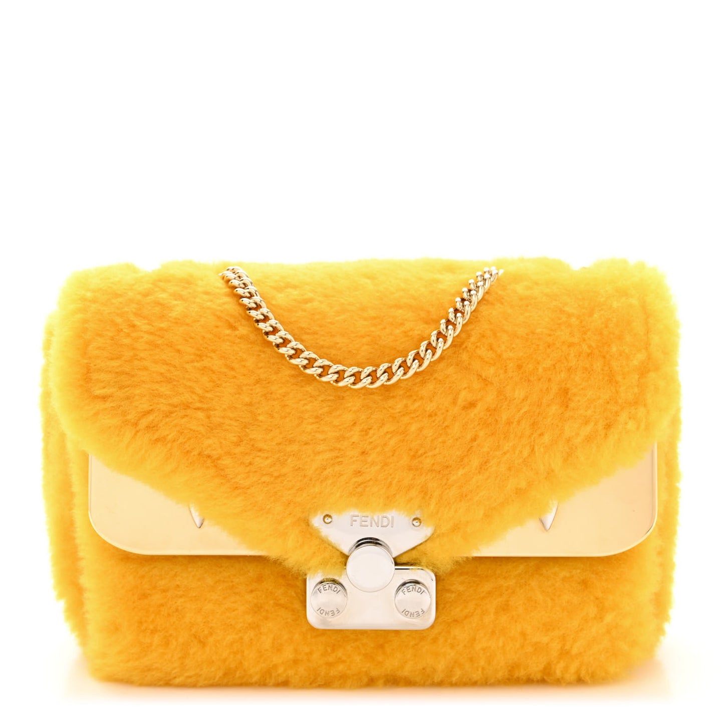 Shearling Glazed Fabric FF1974 Monster Eyes Small Bag Bug Chain Bag Narciso Tobacco Moro