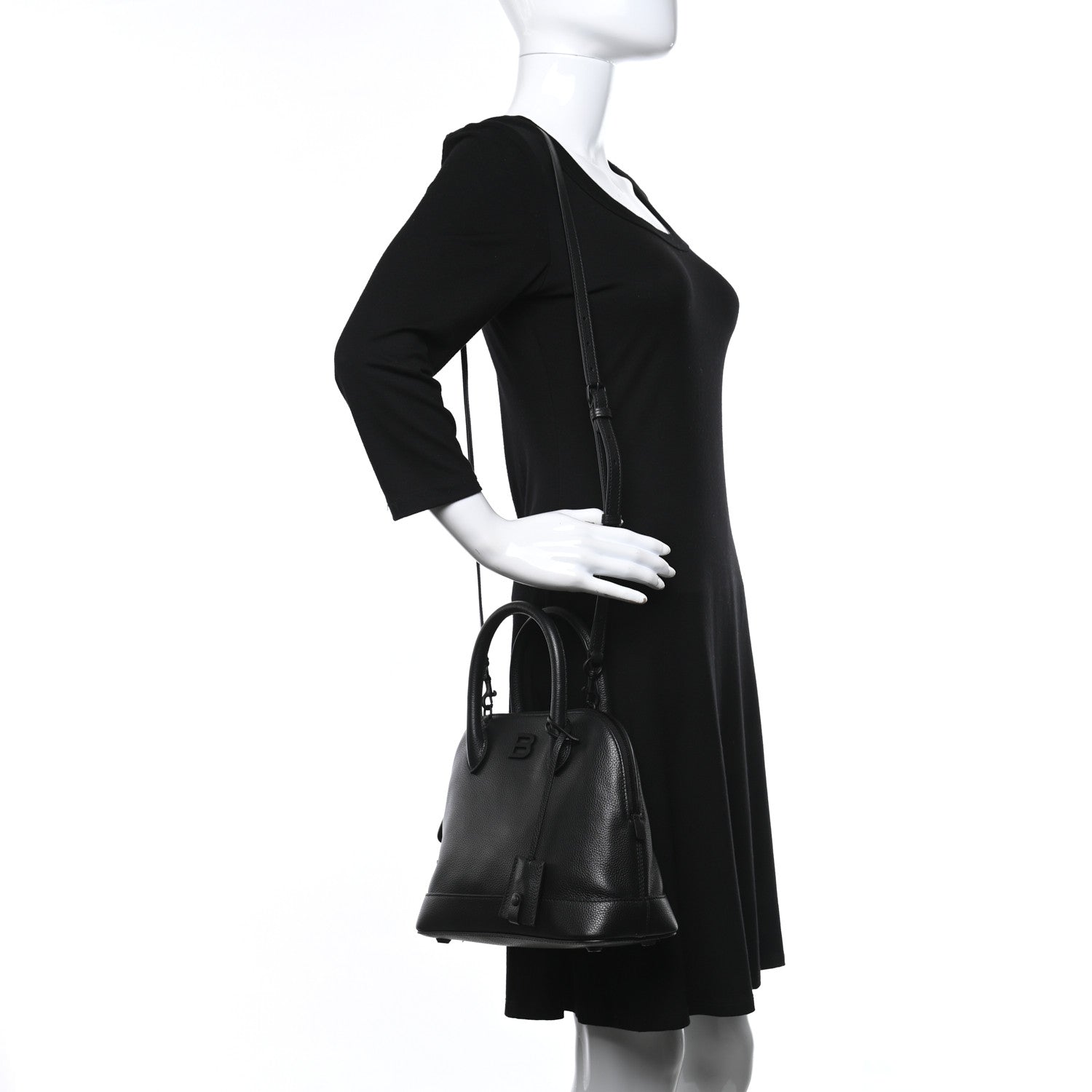 Balenciaga Supple Calfskin Rivet Small Ville Top Handle Bag Black 2 of 8