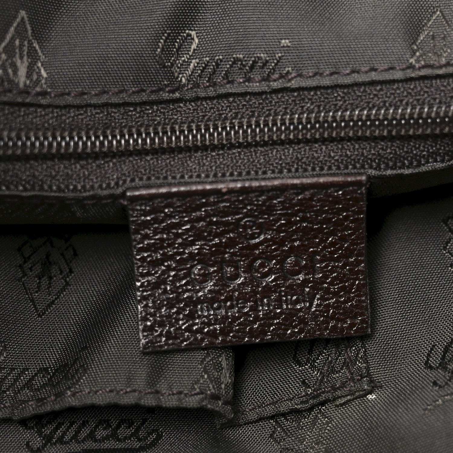 Gucci Wool Crest Embossed Tote Beige Dark Brown 6 of 10
