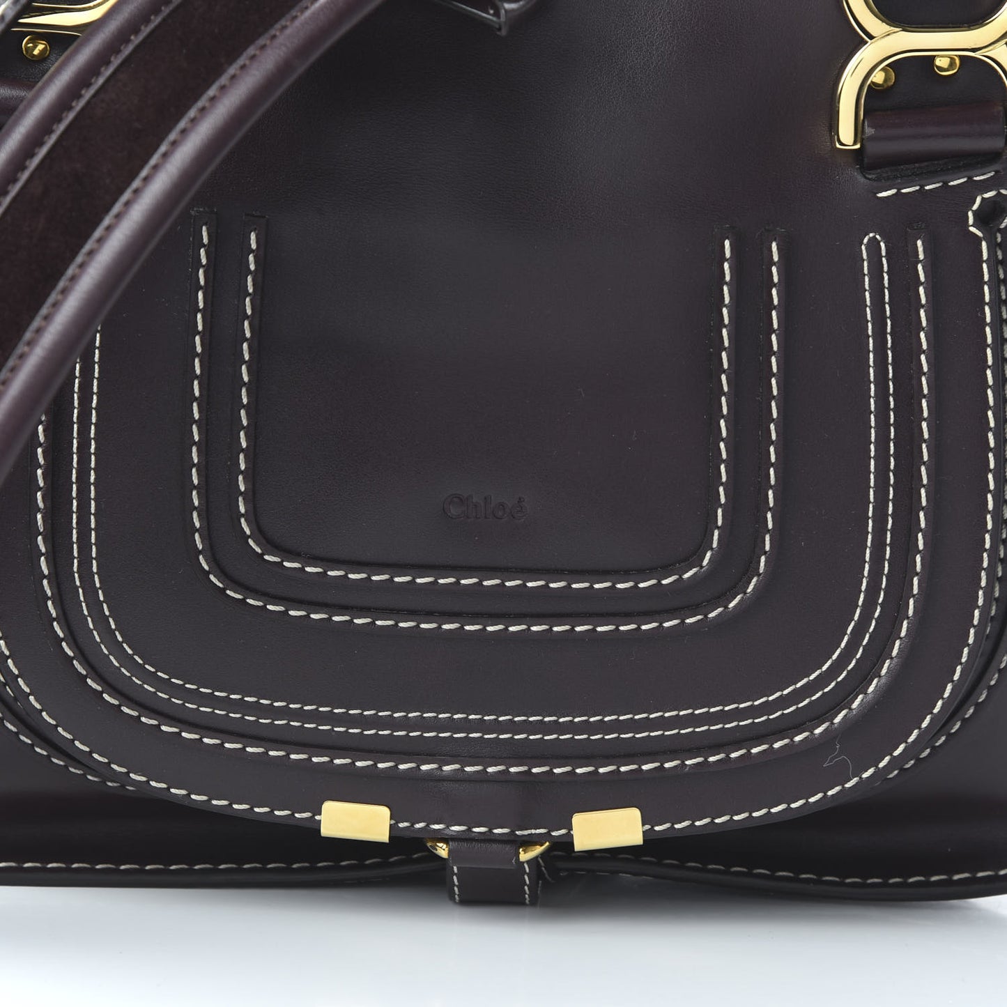 Smooth Calfskin Small Marcie Satchel Black Raisin