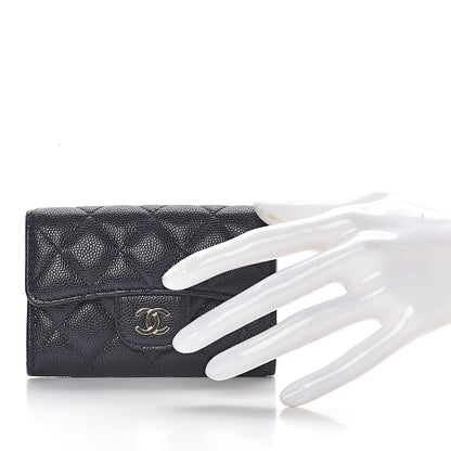 Chanel Caviar Quilted Flap Card Holder Wallet Navy Blue 2 of 12