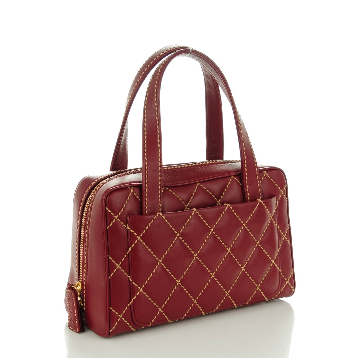 Calfskin Wild Stitch Top Handle Bag Red