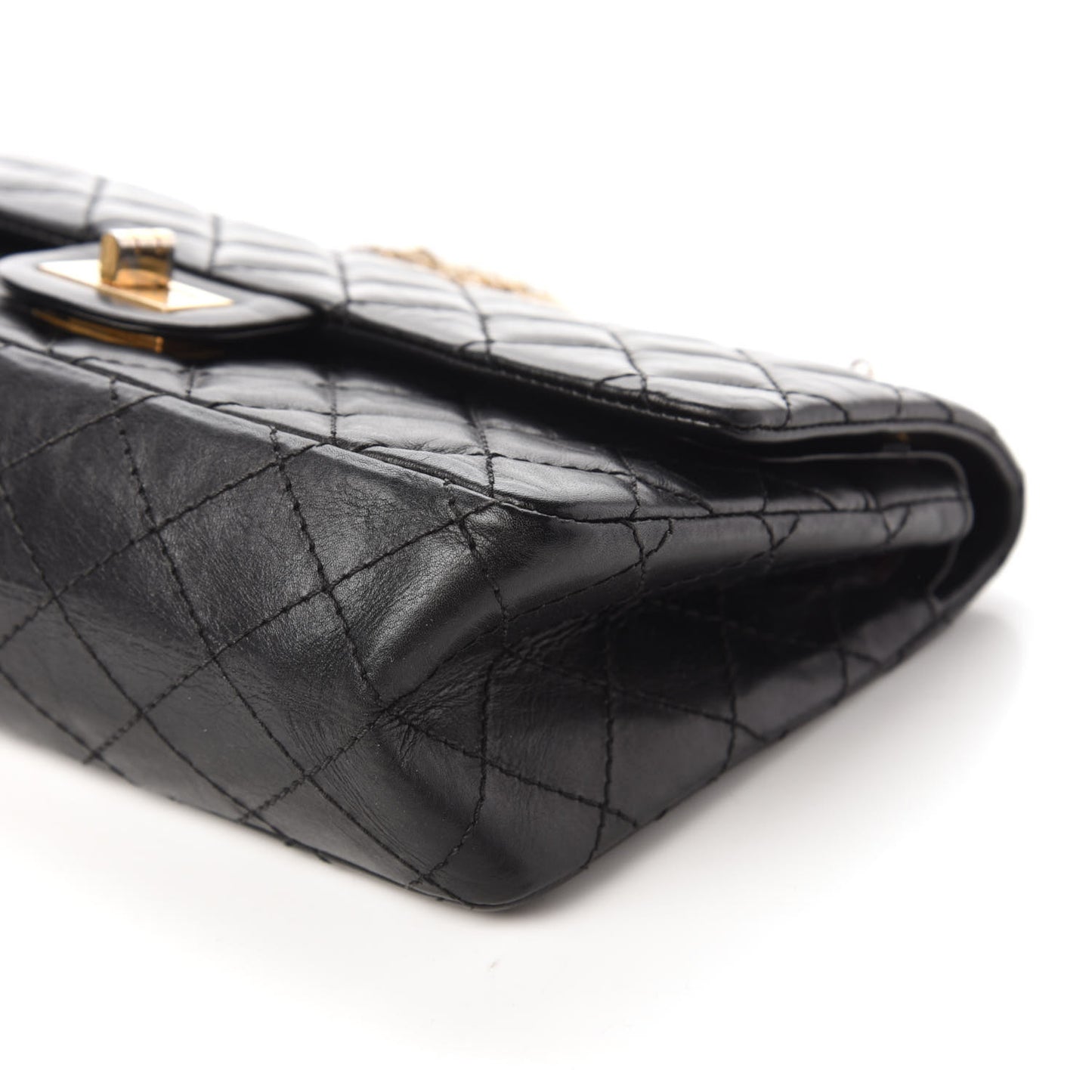 Aged Calfskin Quilted 2.55 Reissue 225 Flap Black