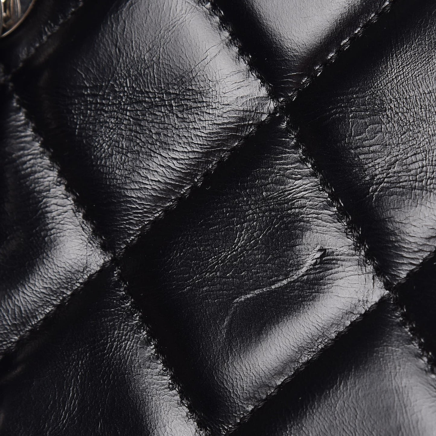 Glazed Calfskin Quilted Small CC Delivery Tote Black