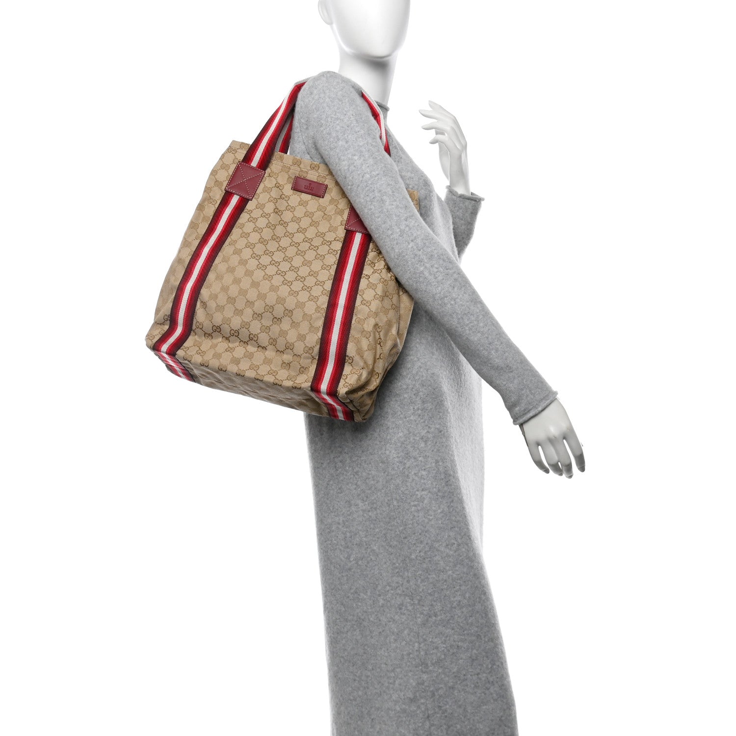 Gucci GG Monogram Medium Web Handle Vertical Tote Red 2 of 10