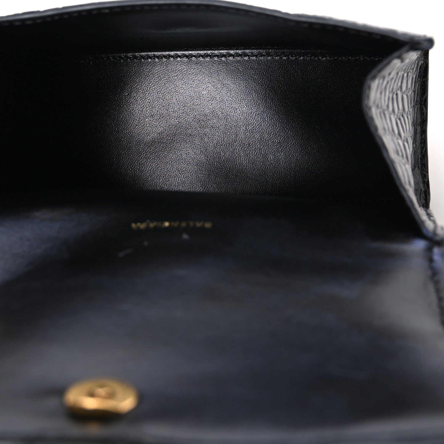 Balenciaga Shiny Calfskin Crocodile Embossed Hourglass Top Handle Bag XS Black 5 of 11