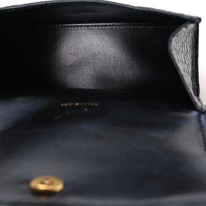 Balenciaga Shiny Calfskin Crocodile Embossed Hourglass Top Handle Bag XS Black 5 of 11