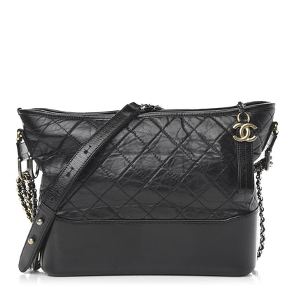 Chanel Aged Calfskin Quilted Medium Gabrielle Hobo Black 1 of 12