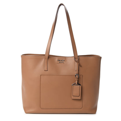 Prada City Calfskin Shopping Tote Caramel Black 3 of 14