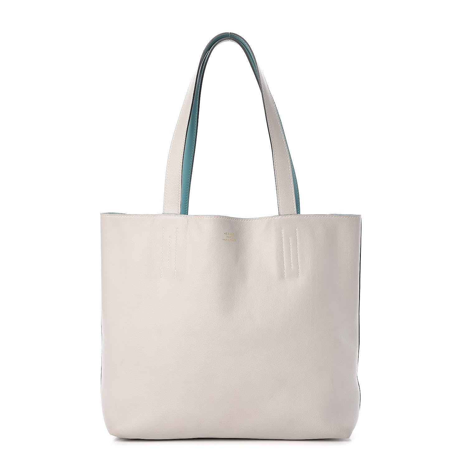 Hermes Veau Sikkim Double Sens 30 Reversible Tote Colvert Gris Perle Lagon 1 of 10
