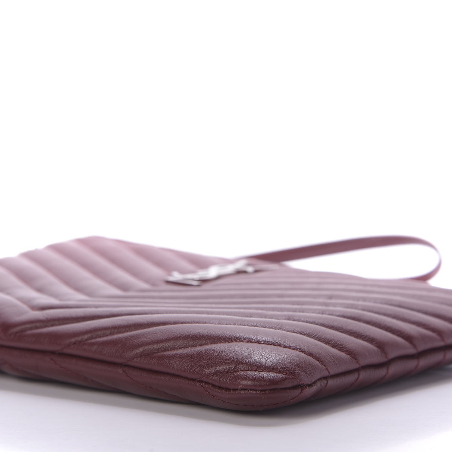 Saint Laurent Calfskin Matelasse Chevron Monogram A5 Wristlet Bordeaux 7 of 9