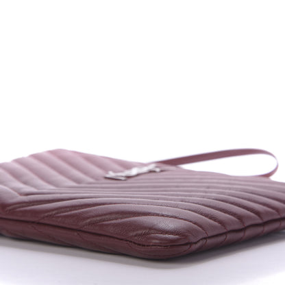 Saint Laurent Calfskin Matelasse Chevron Monogram A5 Wristlet Bordeaux 7 of 9