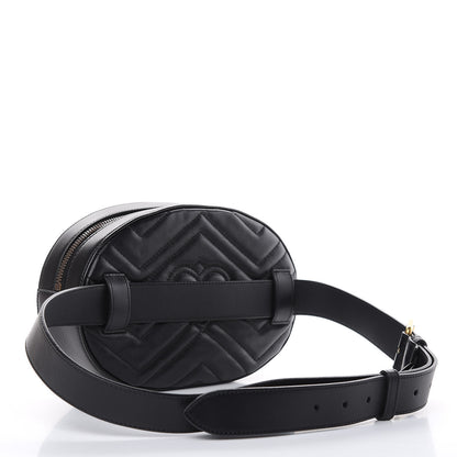 Gucci Calfskin Matelasse Animal Studs GG Marmont Belt Bag 95 38 Black 3 of 14