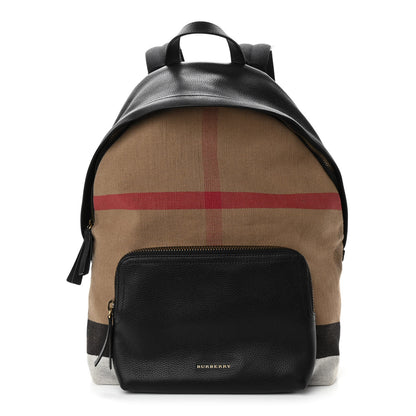 Burberry Mega Check Calfskin Abbeydale Simple Backpack Black Camel 1 of 10