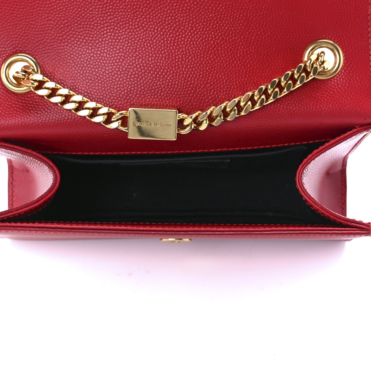 Saint Laurent Grain De Poudre Small Monogram Kate Satchel Red 5 of 12