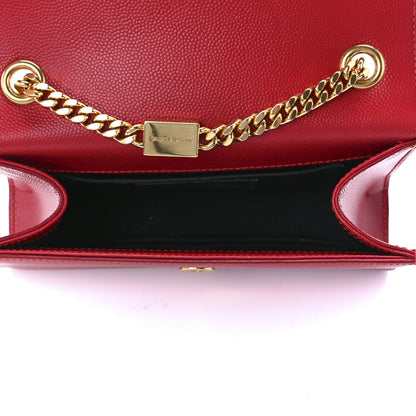 Saint Laurent Grain De Poudre Small Monogram Kate Satchel Red 5 of 12