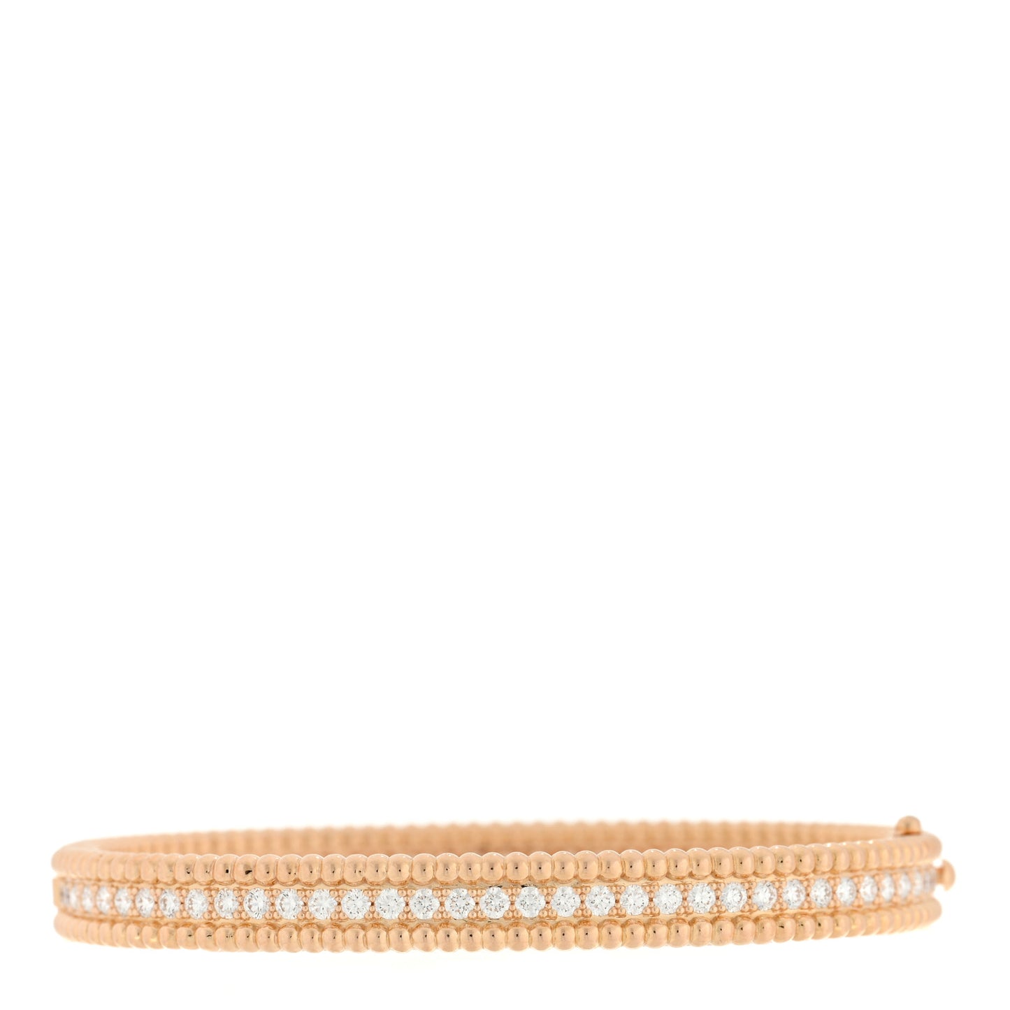 18K Rose Gold Diamond Perlee 1-Row Bangle Bracelet XS