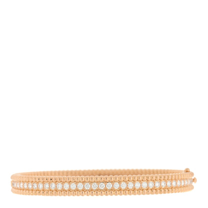 Van Cleef & Arpels 18K Rose Gold Diamond Perlee 1-Row Bangle Bracelet XS 2 of 3