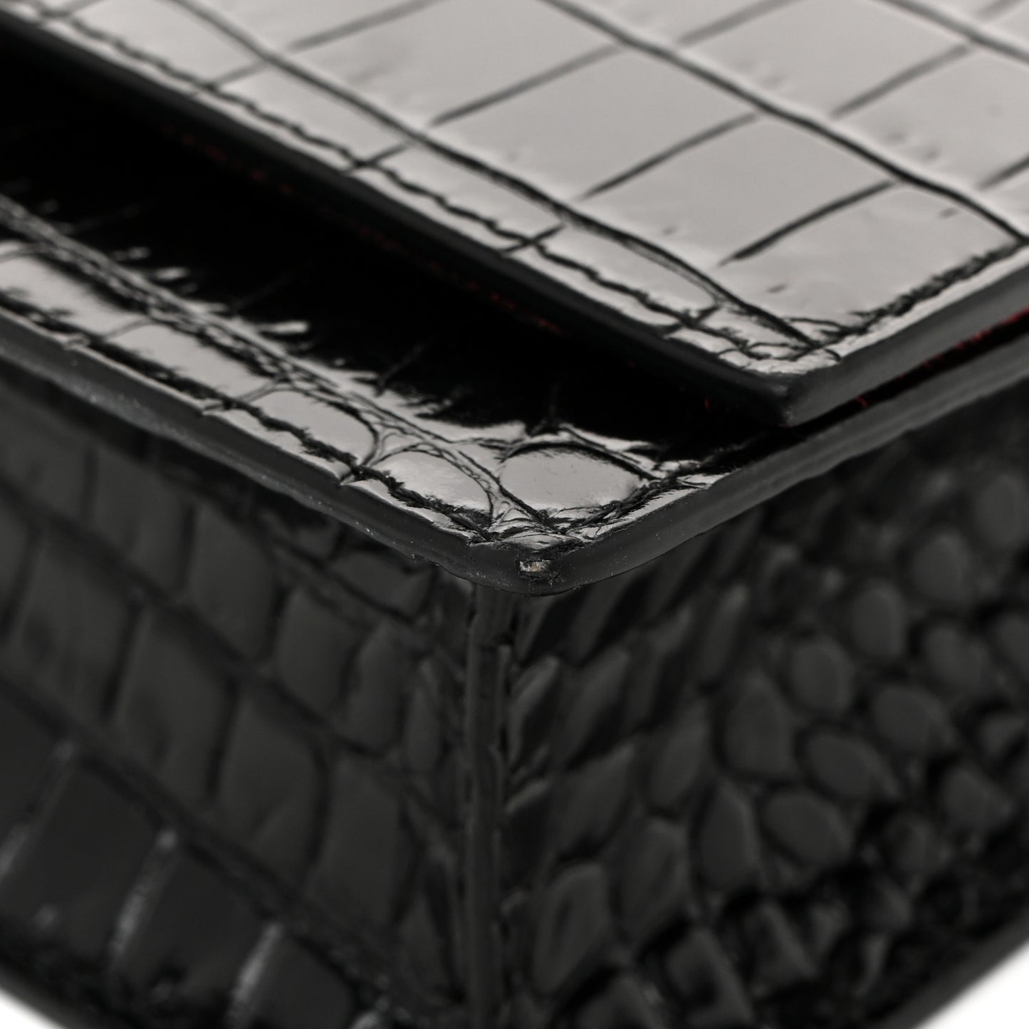 Calfskin Crocodile Embossed Skull Mini Crossbody Bag Black