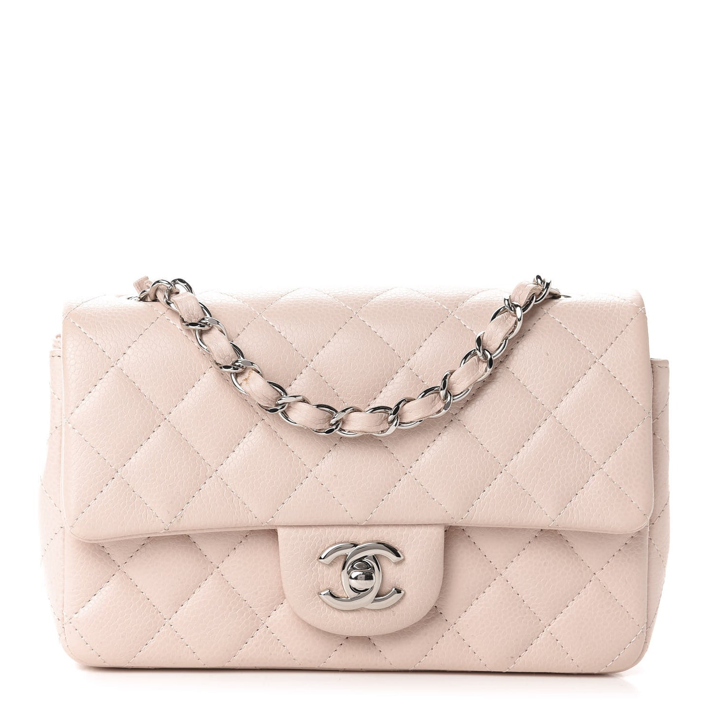 Caviar Quilted Mini Rectangular Flap Light Pink