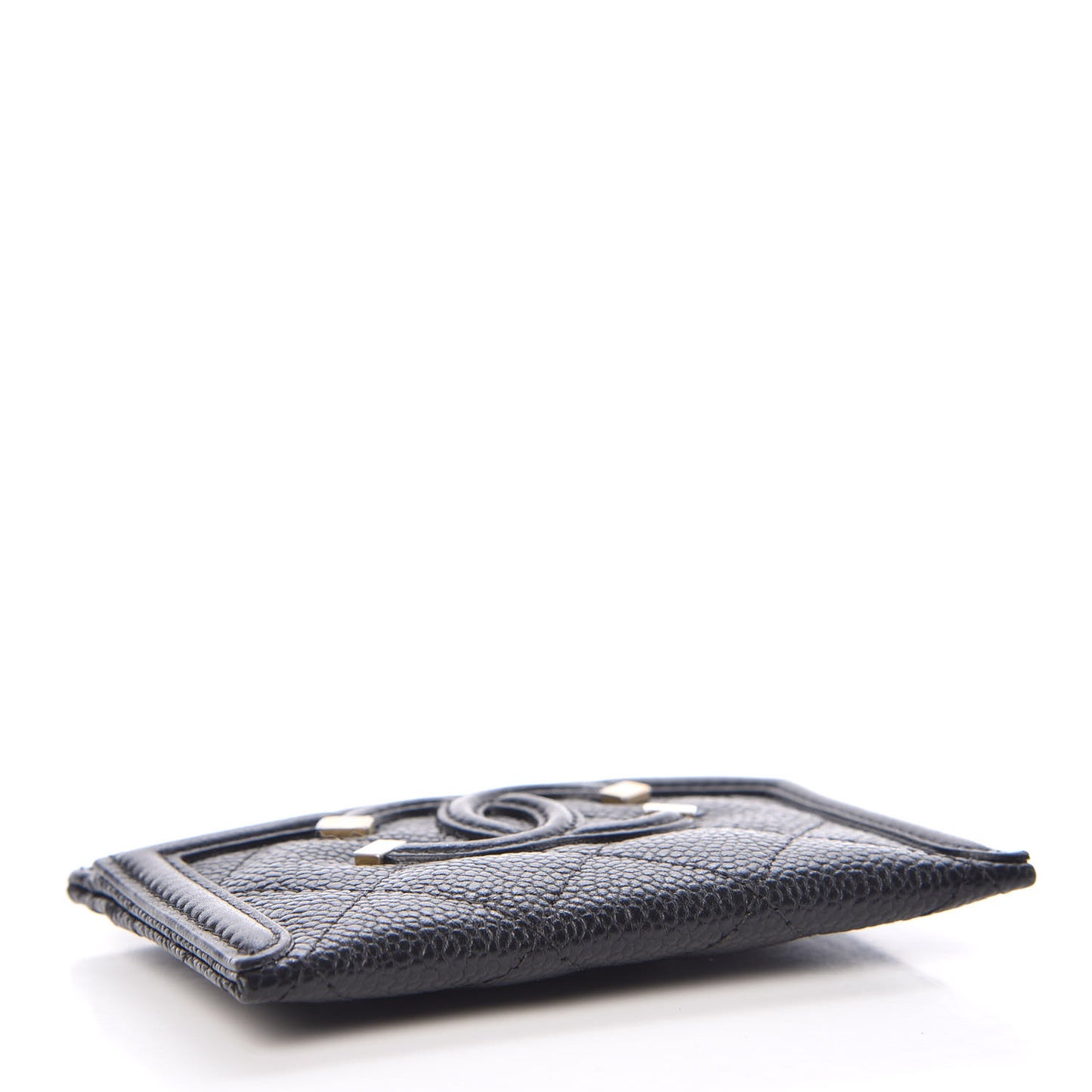 Caviar Quilted Filigree Card Holder Black