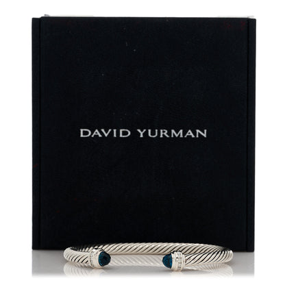 David Yurman Sterling Silver Diamond Hampton Blue Topaz 5mm Cable Classics Bracelet 4 of 4
