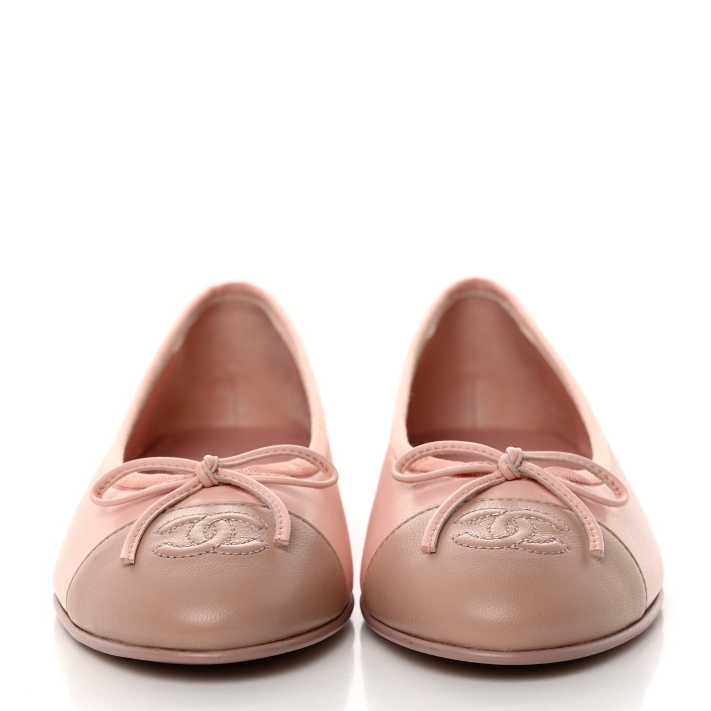Lambskin Cap Toe CC Ballerina Flats 36.5 Light Pink Dark Pink