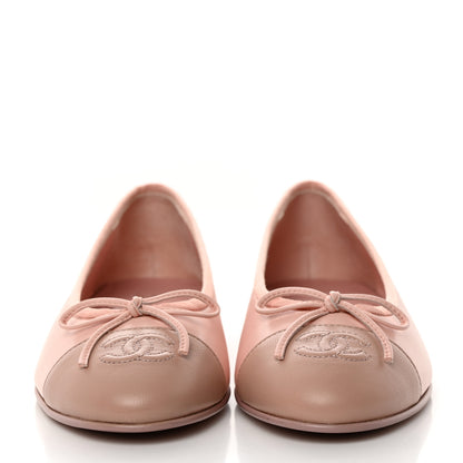 Chanel Lambskin Cap Toe CC Ballerina Flats 36.5 Light Pink Dark Pink 2 of 9