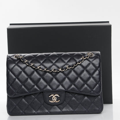 Chanel Caviar Quilted Jumbo Double Flap Navy Blue 10 of 10
