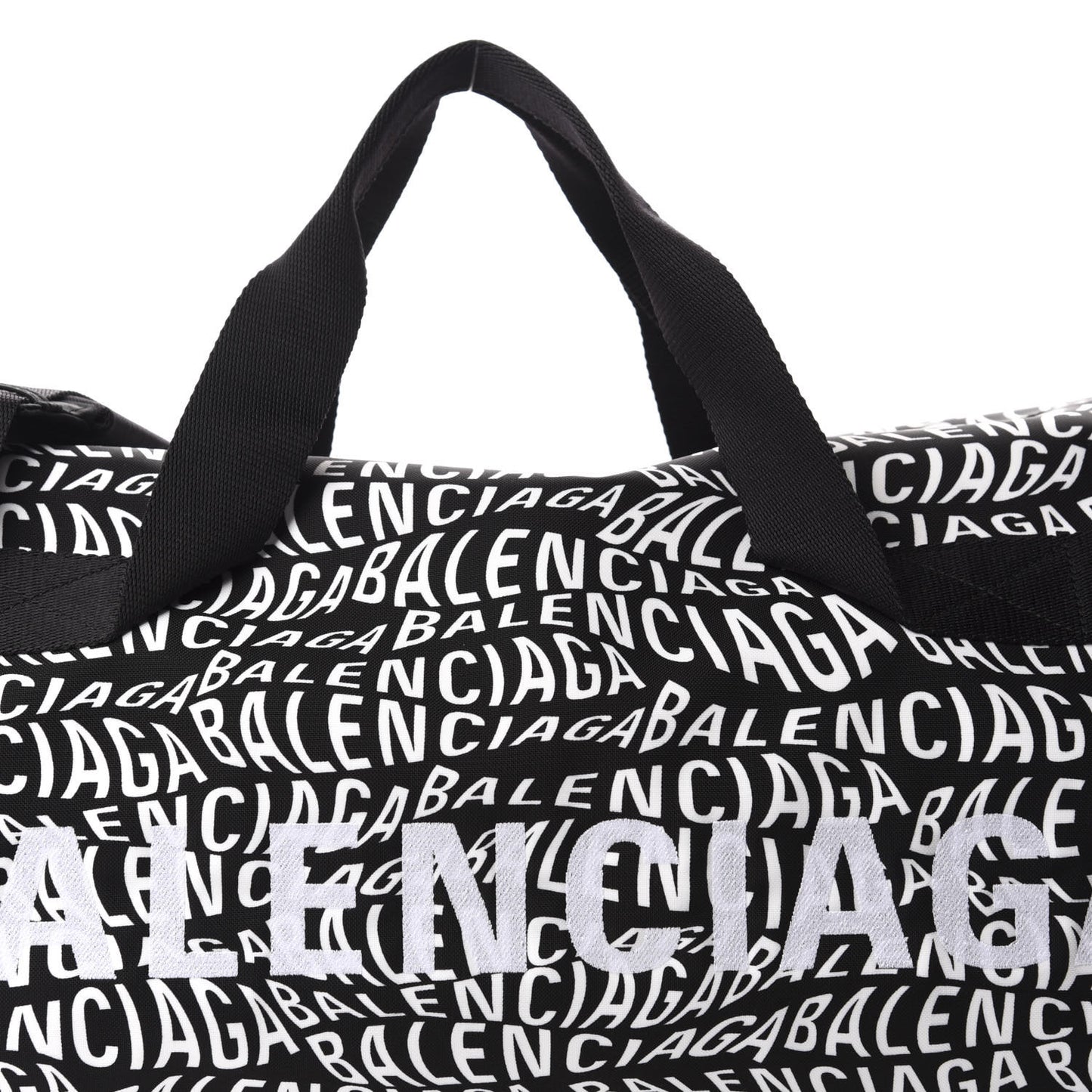 Nylon Wave Logo Wheel Gym Bag Black