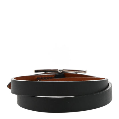 Hermes Chamonix Tadelakt Behapi Double Tour Bracelet XS Black Fawn 4 of 5