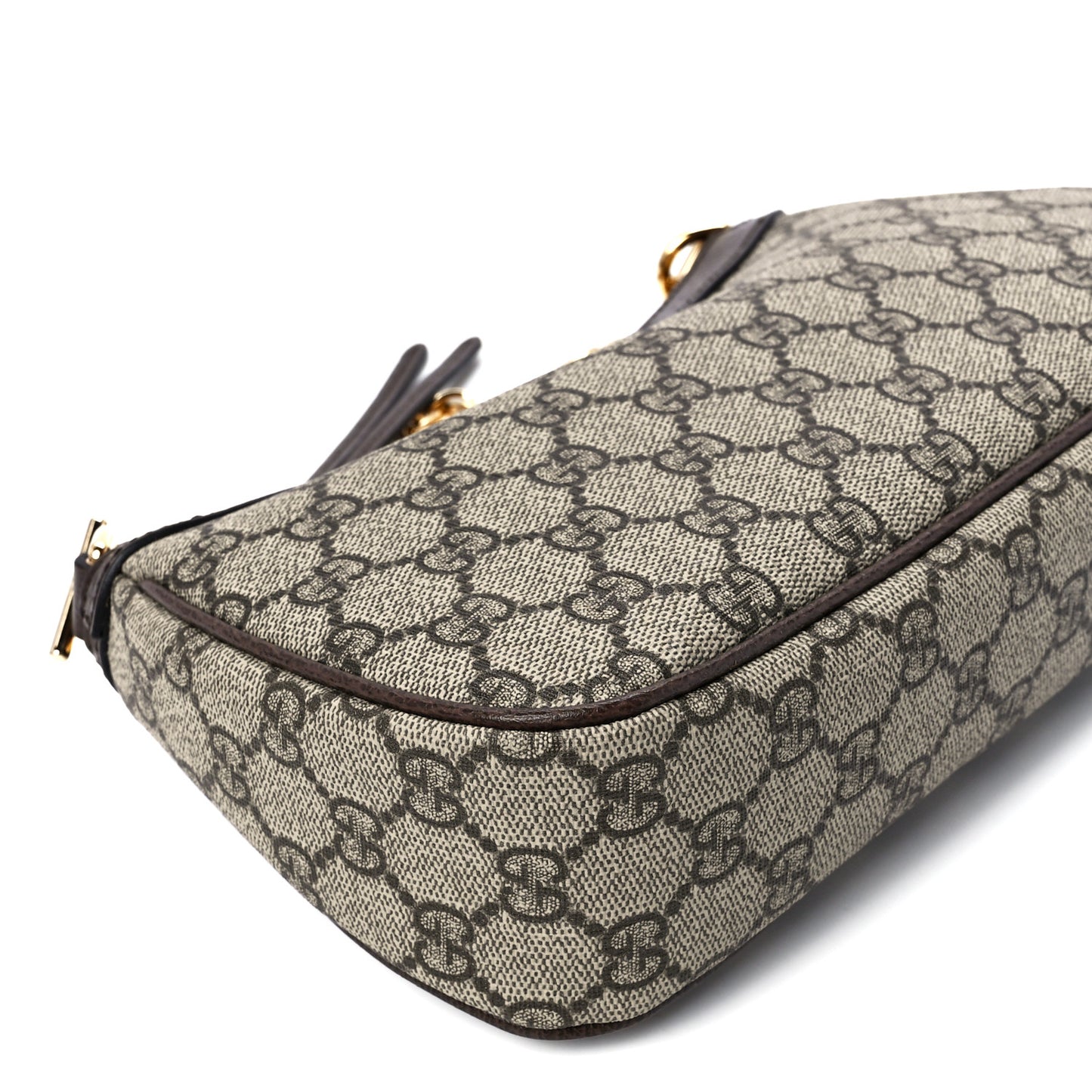 GG Supreme Monogram Textured Dollar Calfskin Web Small Ophidia GG Handbag Beige Ebony New Acero