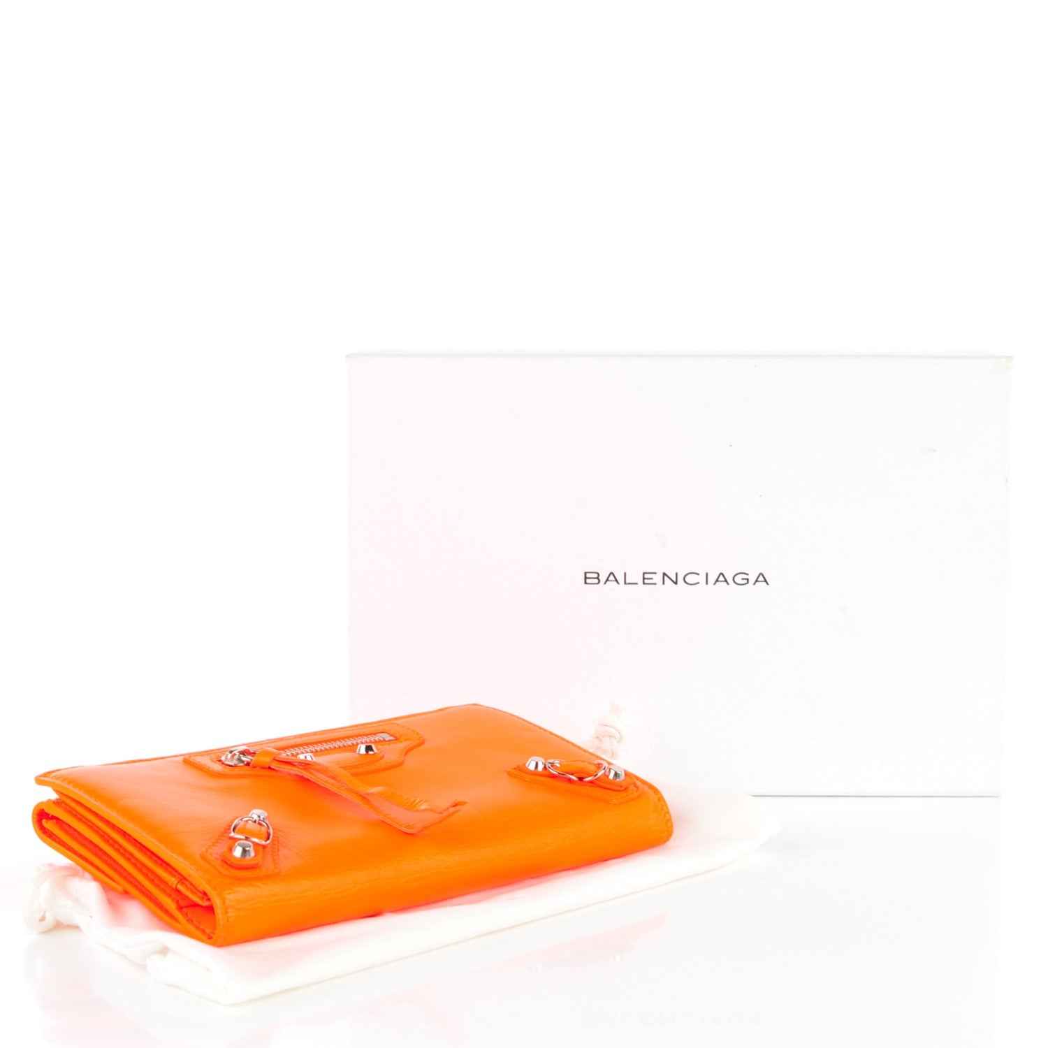 Balenciaga Calfskin Papier Platre Continental Wallet Orange Neon 4 of 8