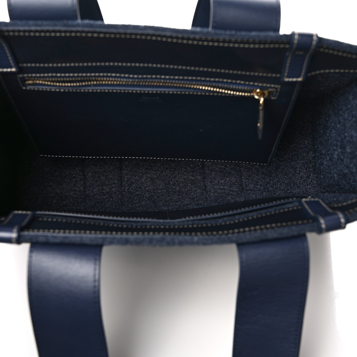 Chloe Felt Shiny Calfskin Medium Woody Ribbon Tote Obscure Navy 5 of 11
